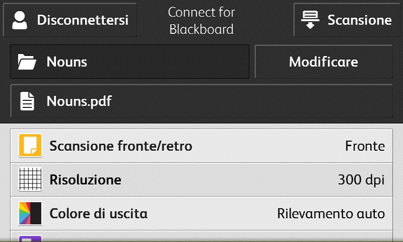 Connect per Blackboard schermata