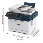 Stampante multifunzione a colori Xerox® C315 vista a tre quarti con dimensioni