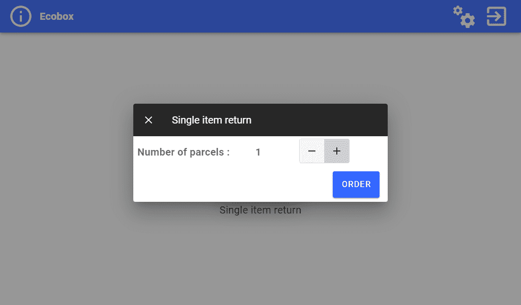 Ecobox configuration screen Individual consumables return number of packages